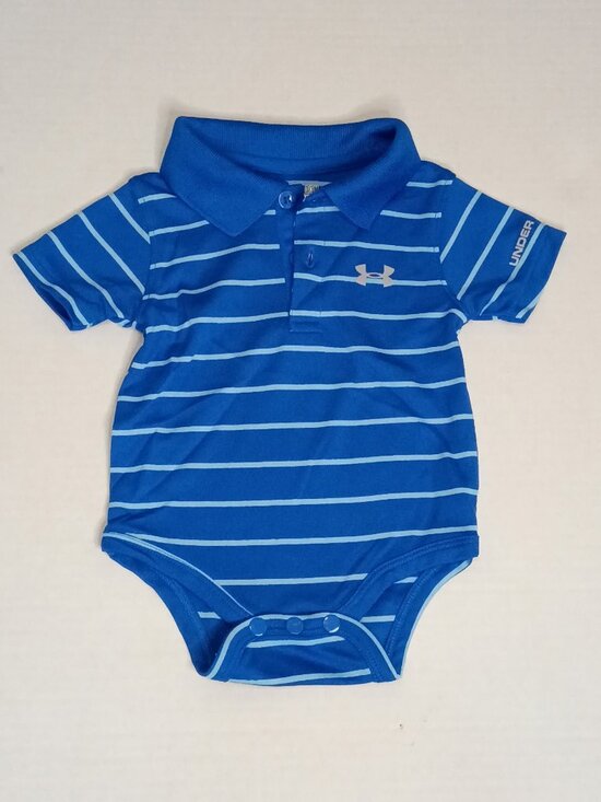 Under Armour Other - Under Armour Baby Boys Polo Bodysuit 0/3M Blue Striped HeatGear